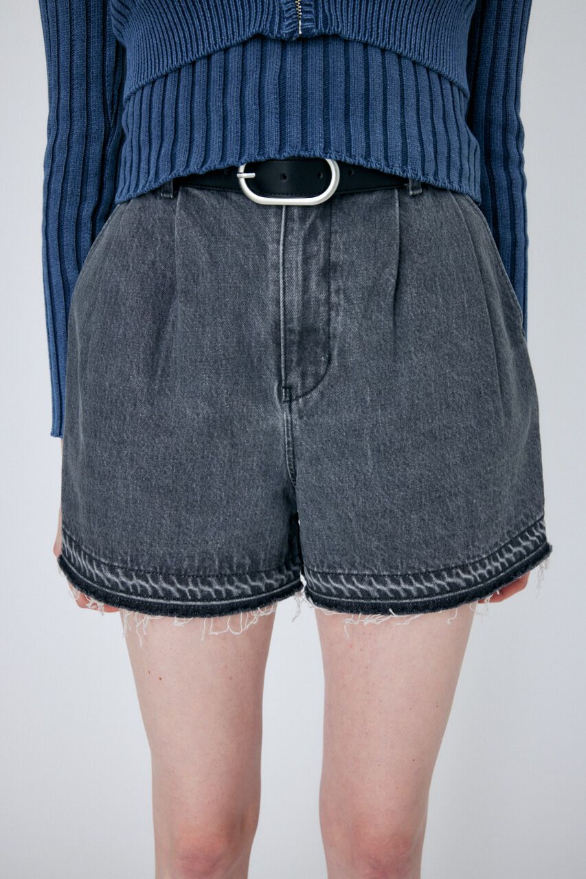 MOUSSY「HIGH WAIST BELTED ショートパンツ」|デニム|
