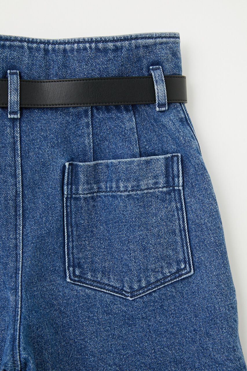 MOUSSY「HIGH WAIST BELTED ショートパンツ」|デニム|