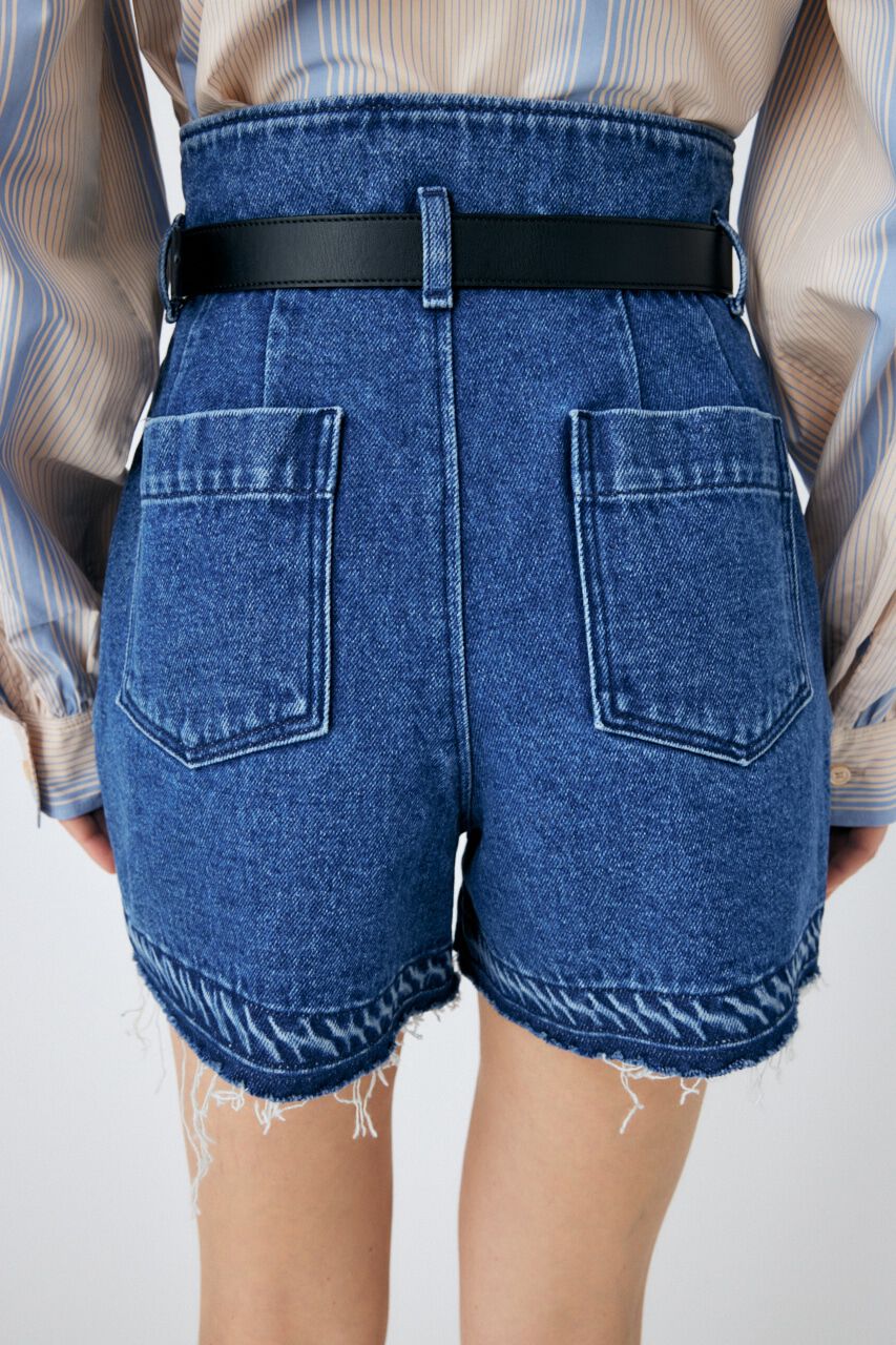 MOUSSY「HIGH WAIST BELTED ショートパンツ」|デニム|