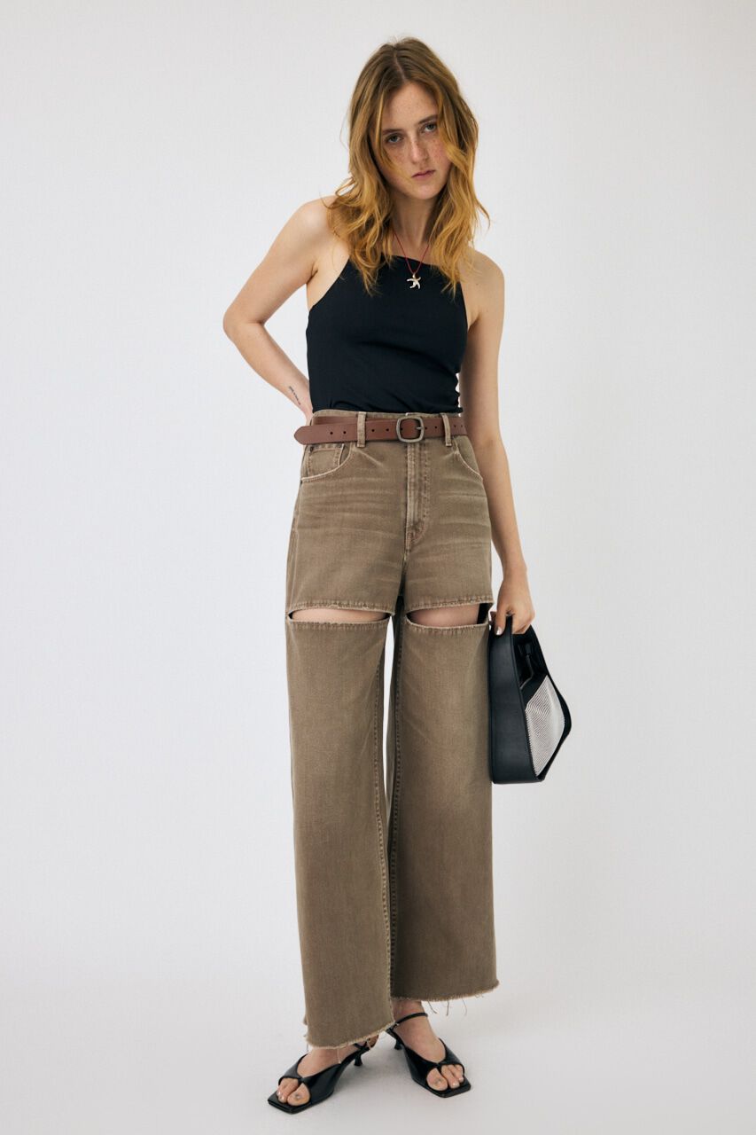 MOUSSY「SLIT WIDE LOOSE STRAIGHT」|デニム|BRN