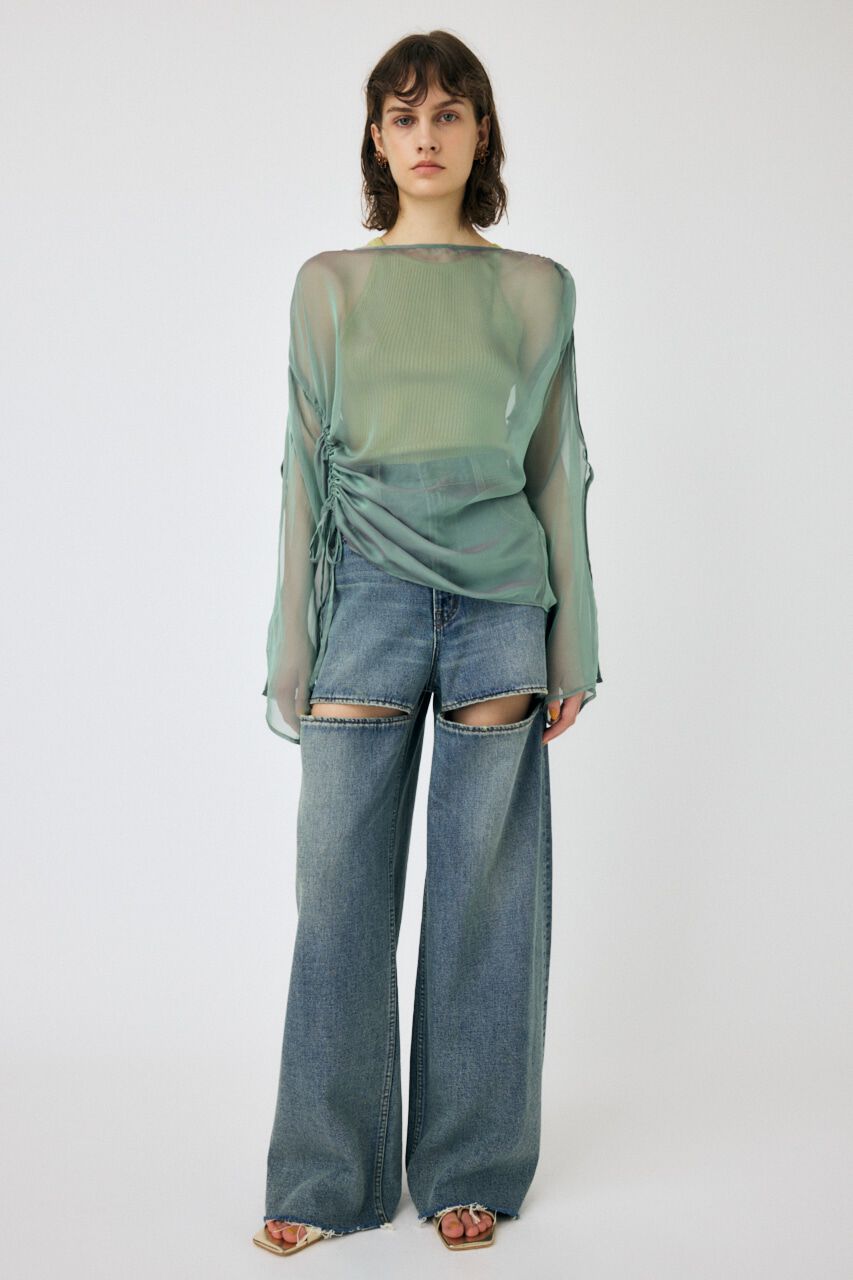 MOUSSY「SLIT WIDE LOOSE STRAIGHT」|デニム|BLU