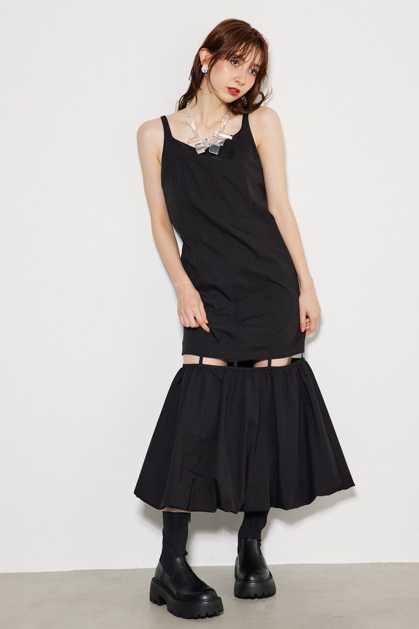 rienda「バルーンヘムハングキャミOP」|ワンピース|BLK