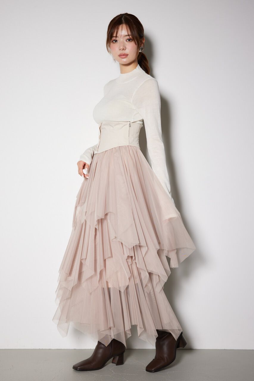 rienda「2WAYコルセットランダムチュールハイウエスト スカート」|スカート|