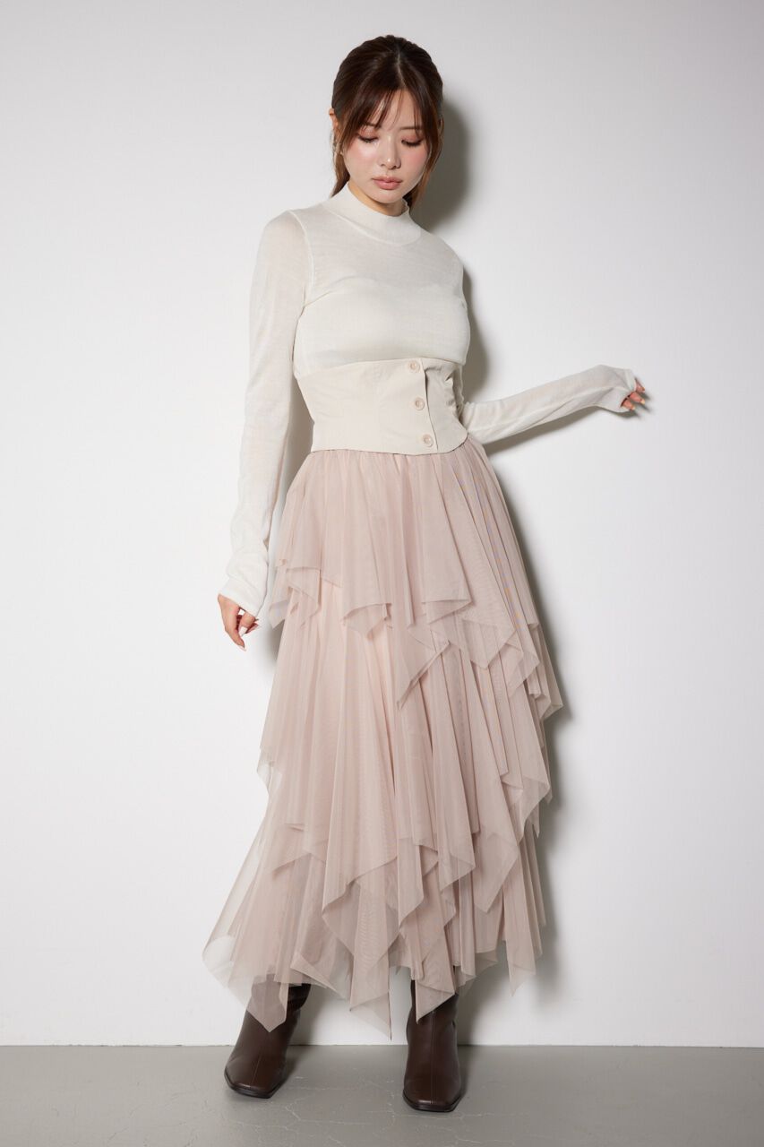 rienda「2WAYコルセットランダムチュールハイウエスト スカート」|スカート|