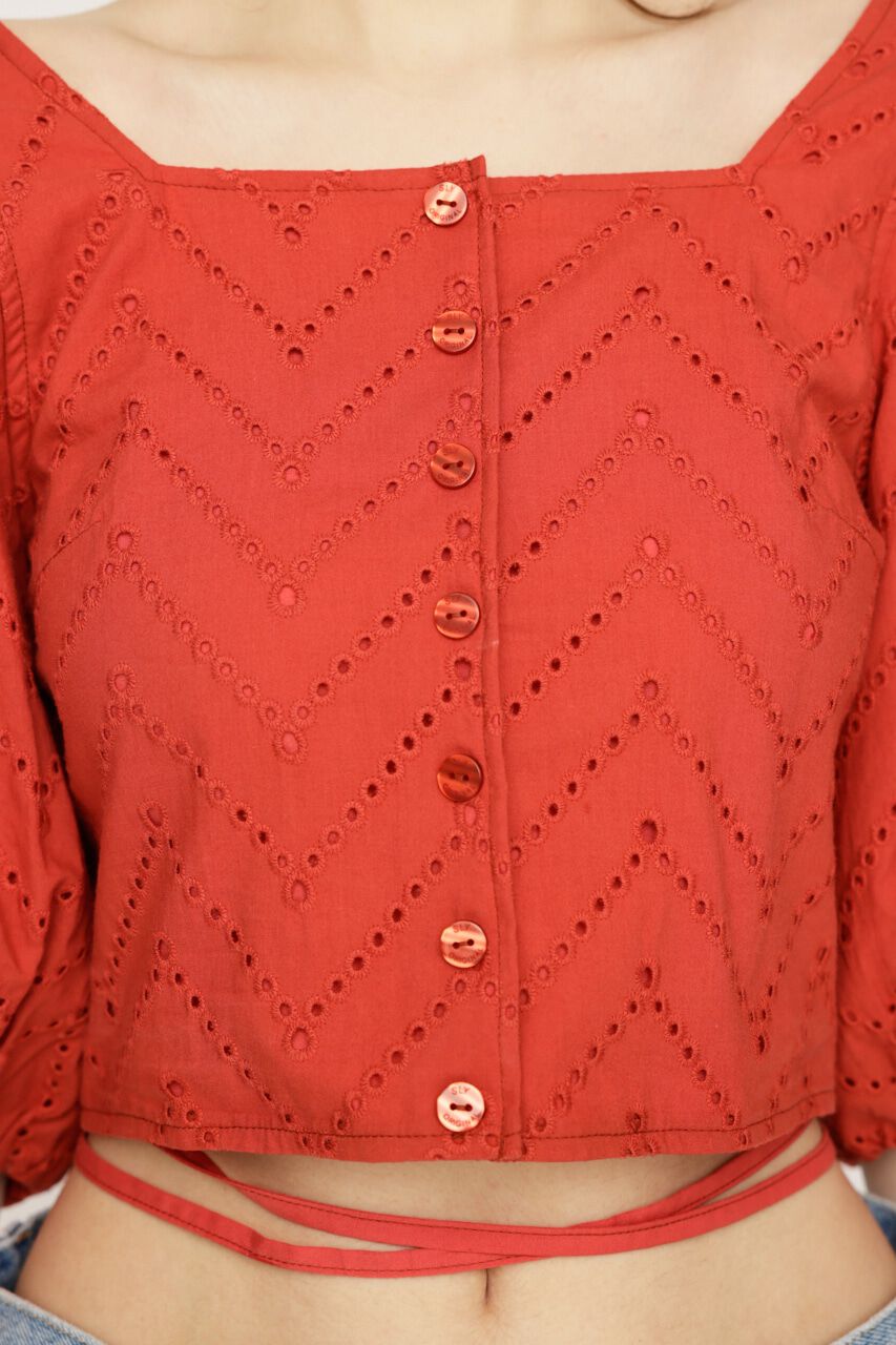 SLY「FRONT BUTTON LACE PUFF トップス」|シャツ・ブラウス|