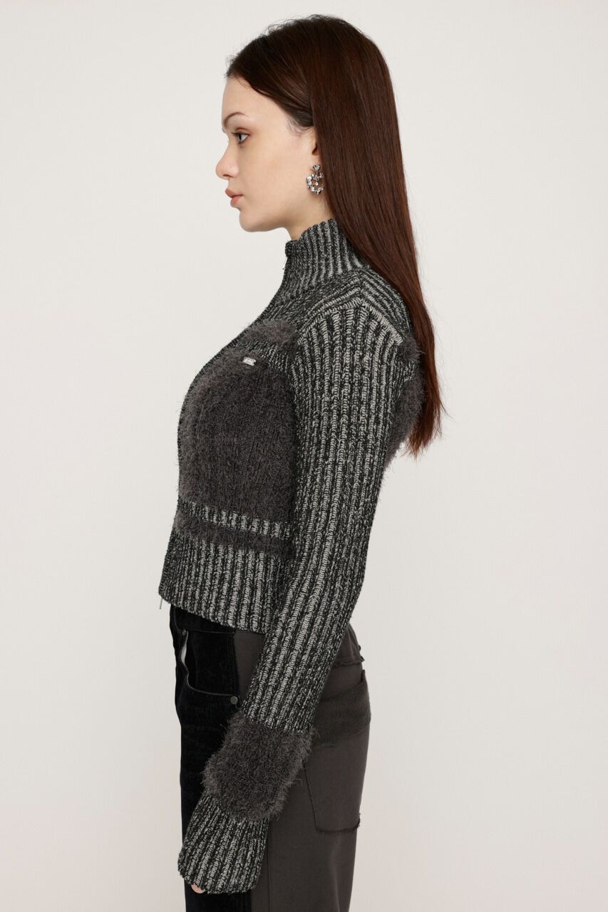 SLY「SHAGGY MIX ZIP UP KNIT トップス」|ニット・セーター|