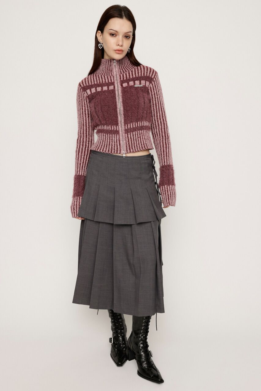 SLY「SHAGGY MIX ZIP UP KNIT トップス」|ニット・セーター|