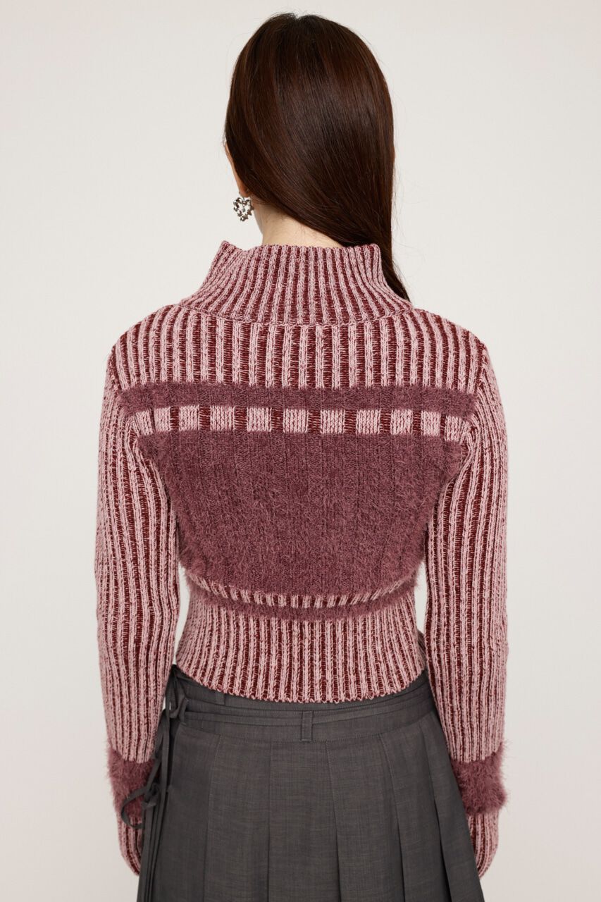 SLY「SHAGGY MIX ZIP UP KNIT トップス」|ニット・セーター|
