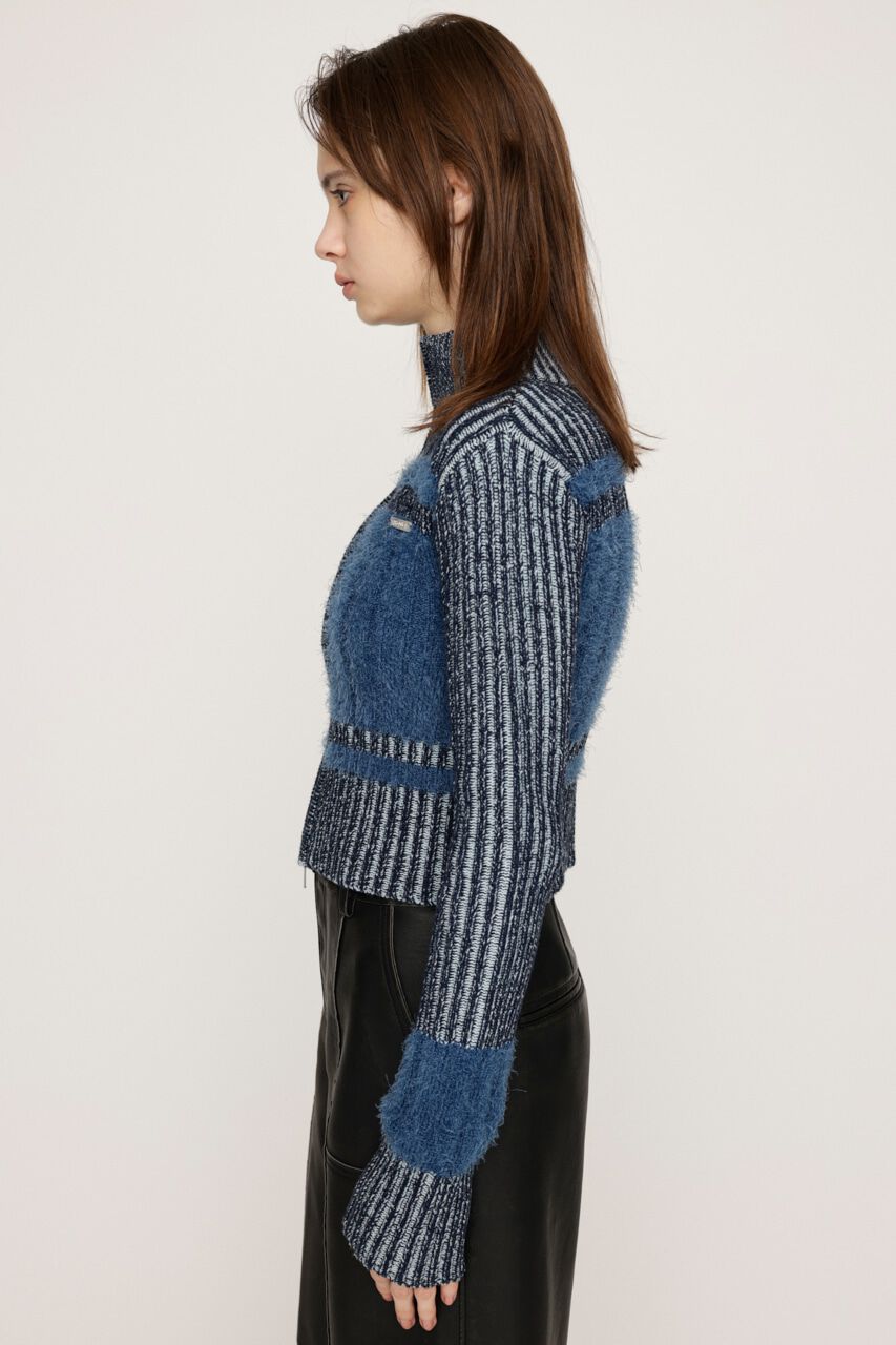 SLY「SHAGGY MIX ZIP UP KNIT トップス」|ニット・セーター|