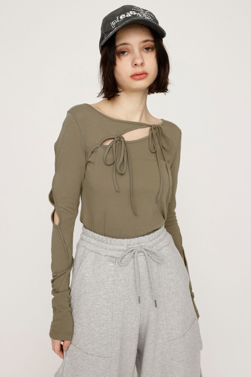SLY「CUT OUT RIBBON トップス」|Tシャツ・カットソー|
