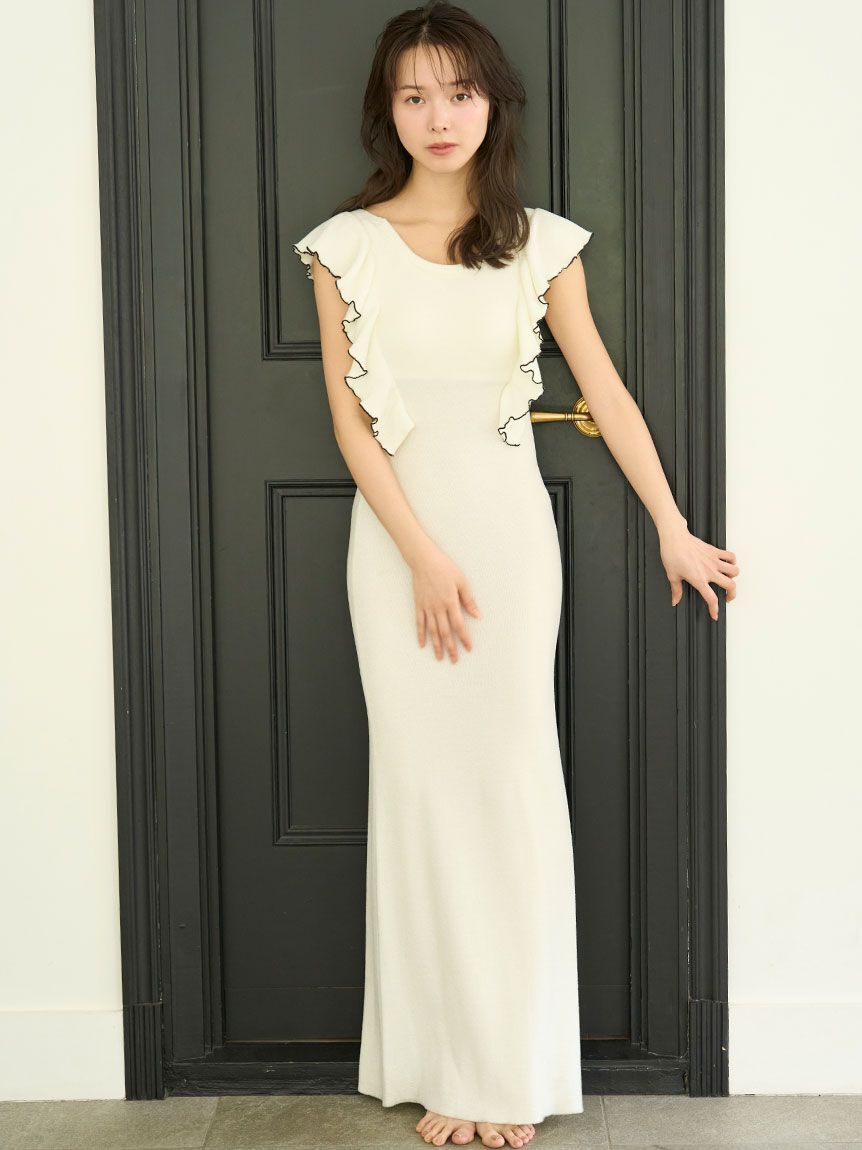 SNIDEL HOME「フリルニットワンピース」|ルームウェア|