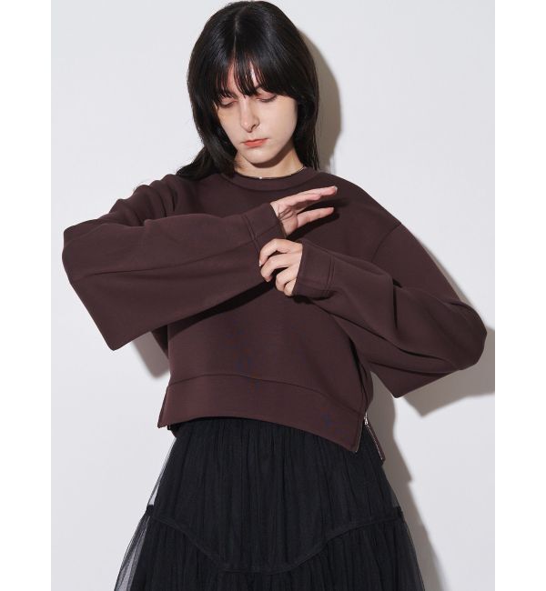 ELENDEEK「TUCK HEM CROPPED CS」|スウェット・ジャージ|ブラウン