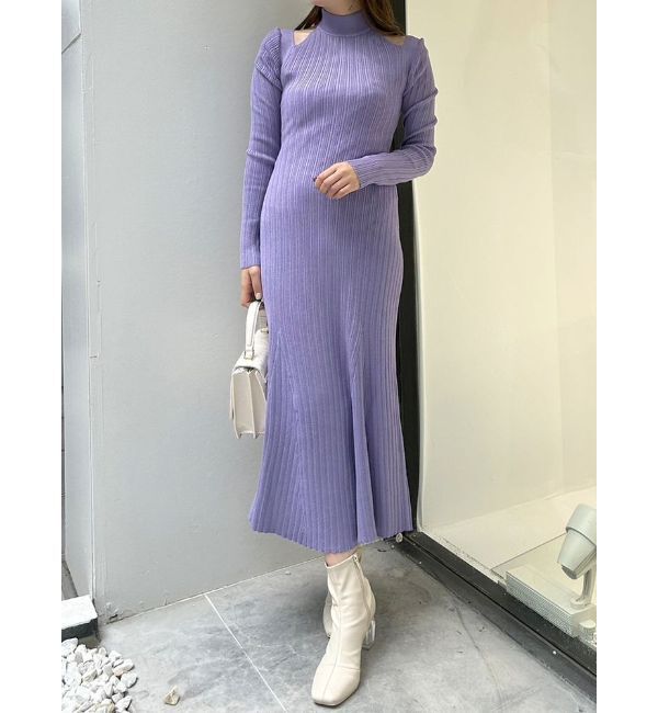 MERCURYDUO「2WAYランダムリブビスチェ風マーメイドニットワンピース」|ワンピース|