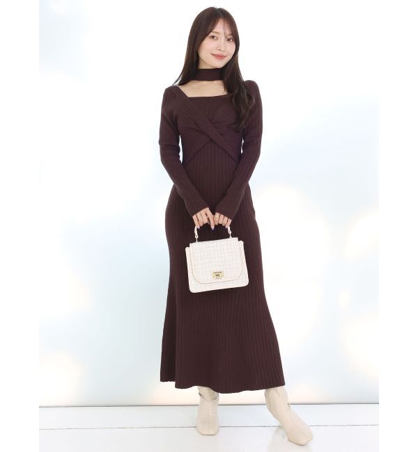 MERCURYDUO「2WAYランダムリブビスチェ風マーメイドニットワンピース」|ワンピース|