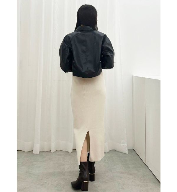 MERCURYDUO「フェイクレザービジュークロップドジャケット」|その他|