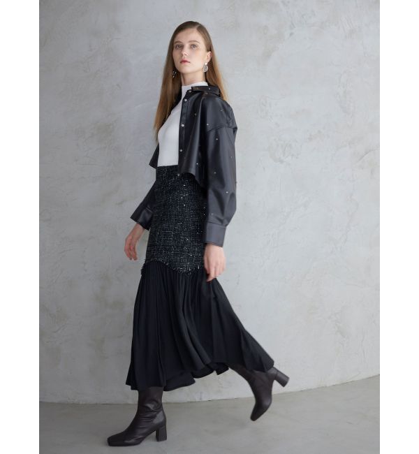 MERCURYDUO「フェイクレザービジュークロップドジャケット」|その他|