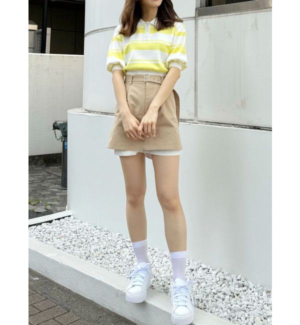 MERCURYDUO「ベルト付きレイヤードミニスカートパンツ」|スカート|