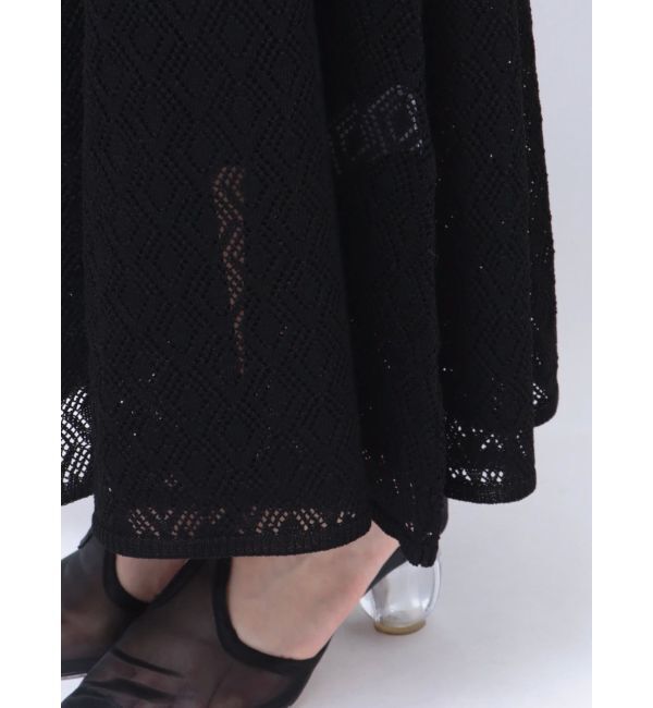 LAGUNAMOON「レース編みパイピングニットワンピース」|ワンピース|