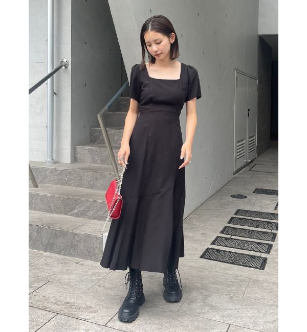 EVRIS「バックオープンロングワンピース」|ワンピース|ブラック