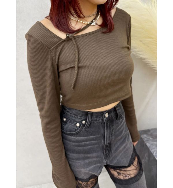 EVRIS「ストラップリブカットトップス」|Tシャツ・カットソー|