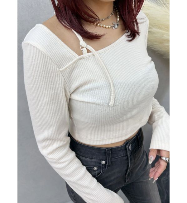 EVRIS「ストラップリブカットトップス」|Tシャツ・カットソー|