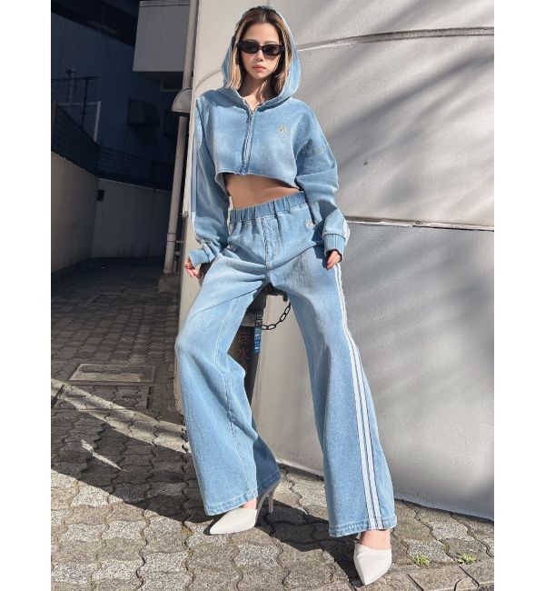 GYDA「GD SIDE 2ラインカットデニムワイドパンツ【SETUP着用可】」|その他|