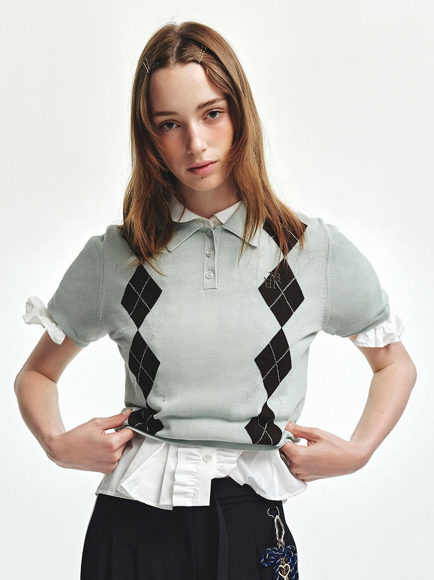 LILY BROWN「ワンポイントニットポロシャツ」|ポロシャツ|