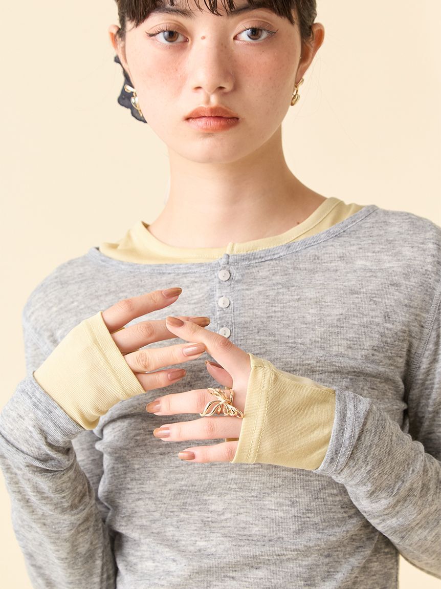 LILY BROWN「ウールブレンドヘンリーレイヤードトップス」|Tシャツ・カットソー|