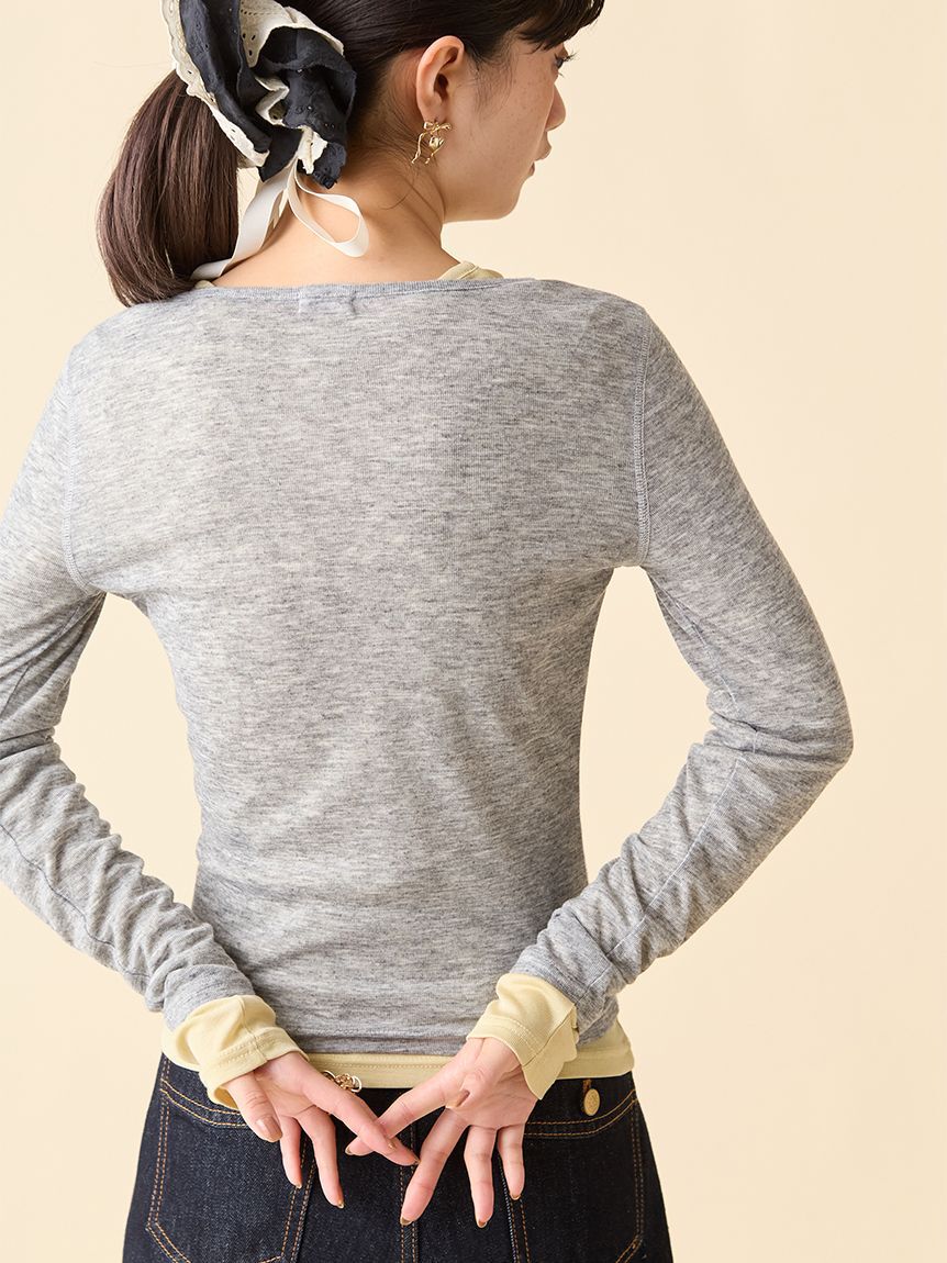 LILY BROWN「ウールブレンドヘンリーレイヤードトップス」|Tシャツ・カットソー|