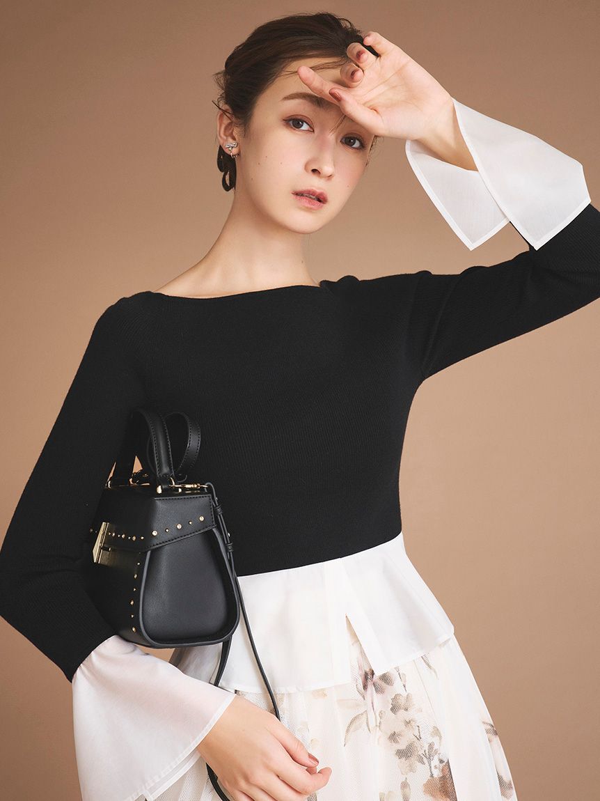 CELFORD「シャツドッキングニットプルオーバー」|ニット・セーター|BLK