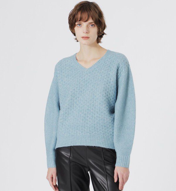  「マシュマロVネックプルオーバー」|ニット・セーター|サックスブルー