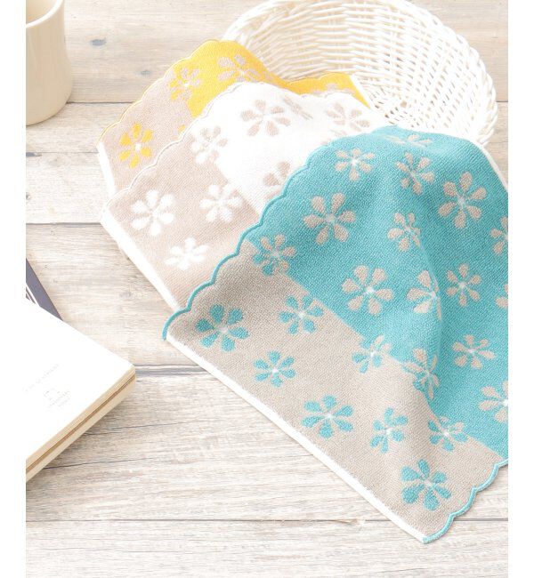 Lbc with Life「ランダム花柄タオルハンカチ」|タオル|ターコイズブルー