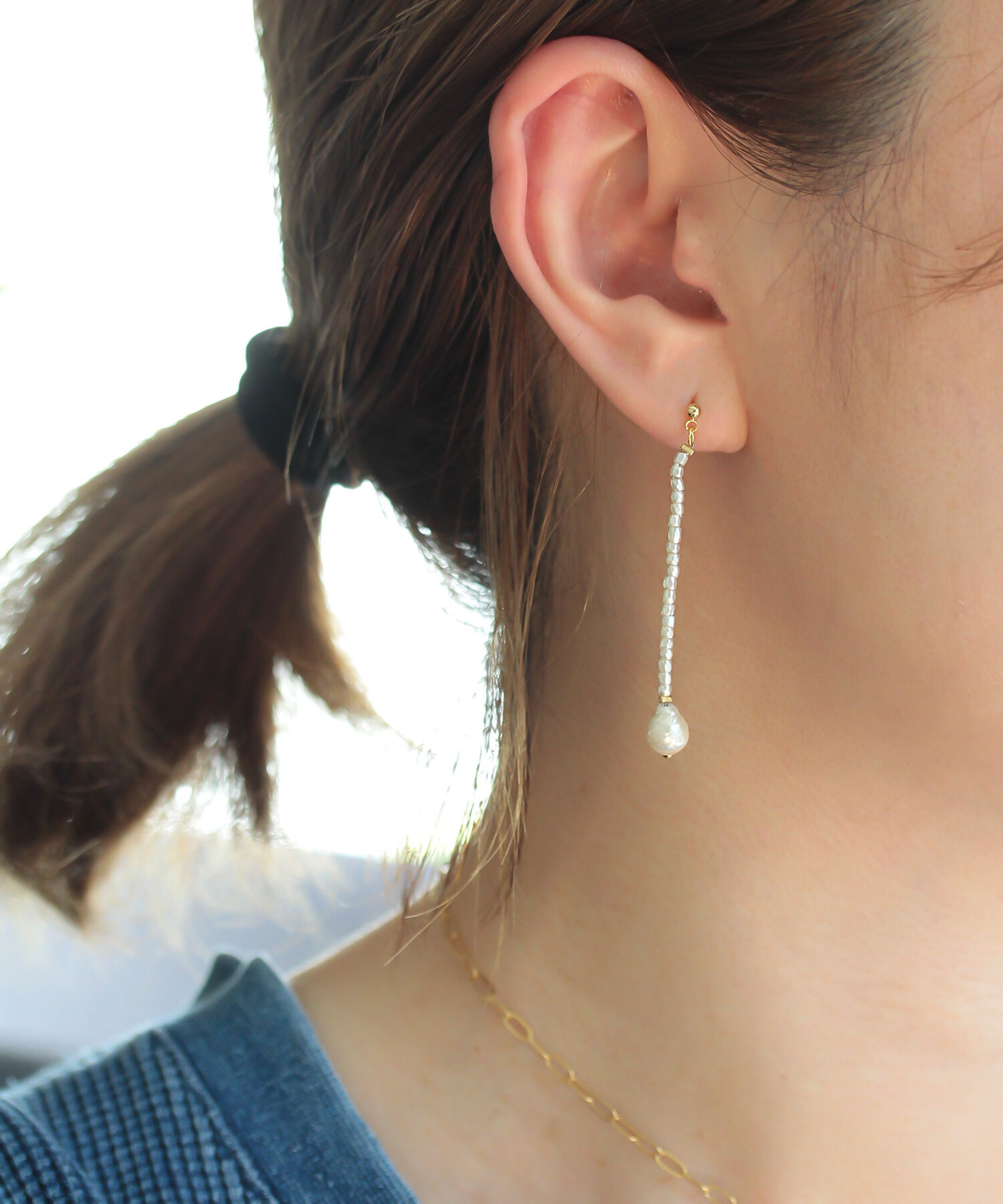  「21AW ロング連ニュアンスパール ピアス」|ピアス|