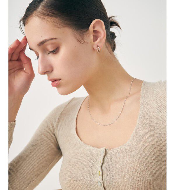 ete「ダブルライン バイカラー ハグイヤリング」|イヤリング|