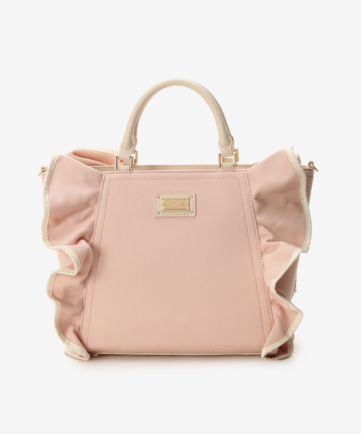 Samantha Vega「パイピングフリルハンドバッグ（大）」|ハンドバッグ|ベビーピンク