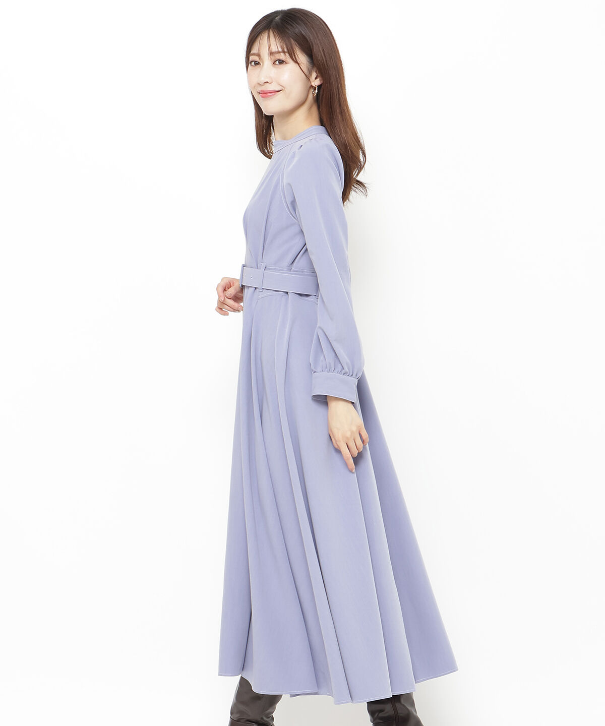 アンドクチュール「配色ステッチハイネックプリンセスワンピース」|ワンピース|