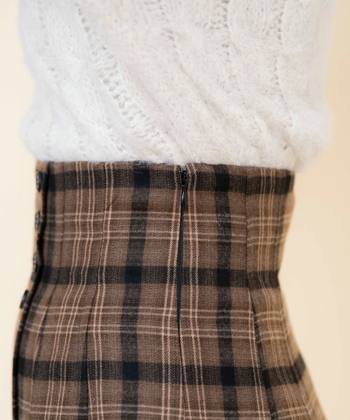 REDYAZEL「ハイウエストチェックミニスカート」|フレア|