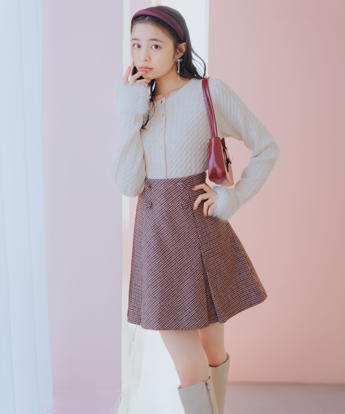 WILLSELECTION「バックスピンドルボックスタックミニスカート」|フレア|