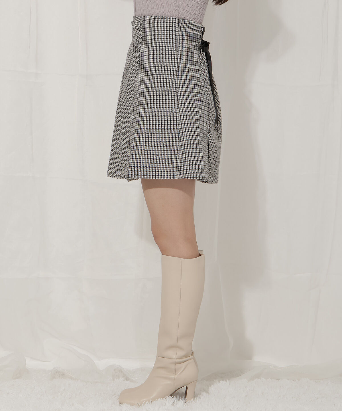 WILLSELECTION「バックスピンドルボックスタックミニスカート」|フレア|