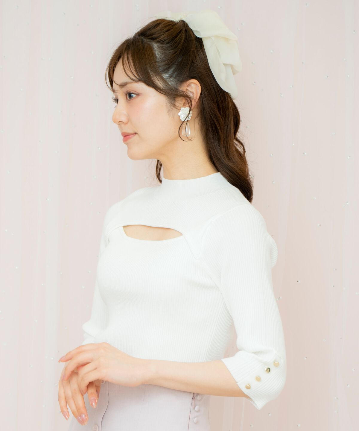 WILLSELECTION「デコルテオープンハイネックプルオーバー」|ニット・セーター|