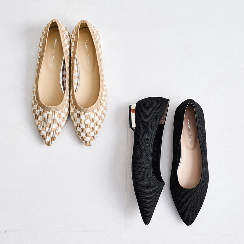 ORiental TRaffic「【アウトレット価格】ポインテッドトゥニットパンプス/31127 フラット ニット ポインテッドトゥ 人気」|パンプス|BLACK