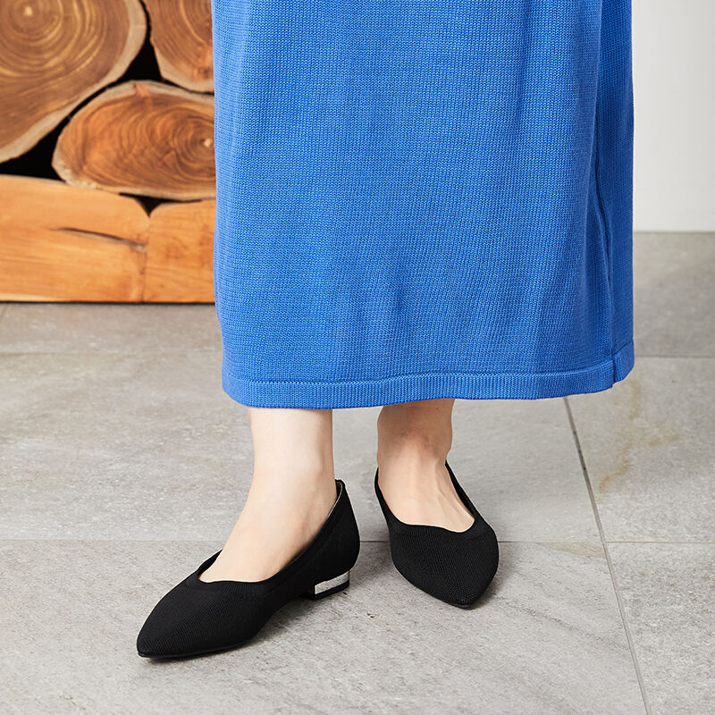 ORiental TRaffic「【アウトレット価格】ポインテッドトゥニットパンプス/31127 フラット ニット ポインテッドトゥ 人気」|パンプス|