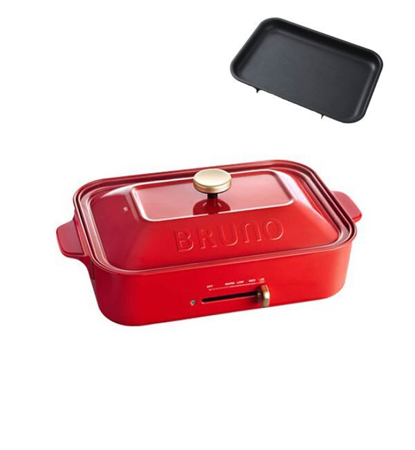 BRUNO「コンパクトホットプレート 平面プレートのみ」|電化製品|レッド