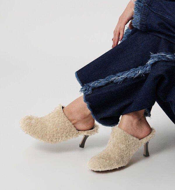 UNITED ARROWS「＜HEWN＞フェイクファー ミュールサンダル」|サンダル|BEIGE