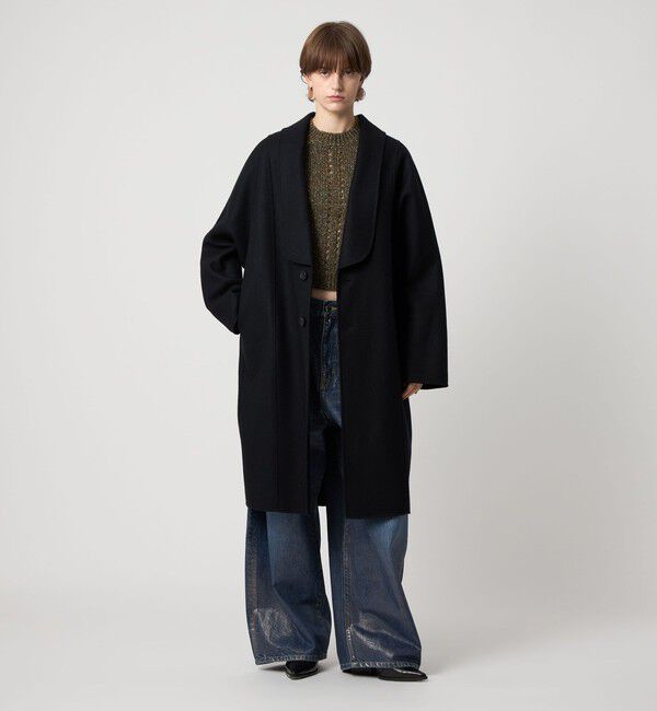 ASTRAET「＜ASTRAET＞スソタック ショールカラー リバーコート」|チェスターコート|BLACK