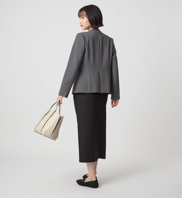 UNITED ARROWS green label relaxing「ダブルクロス ノーラペル ジャケット ウォッシャブル ストレッチ」|ノーカラージャケット|