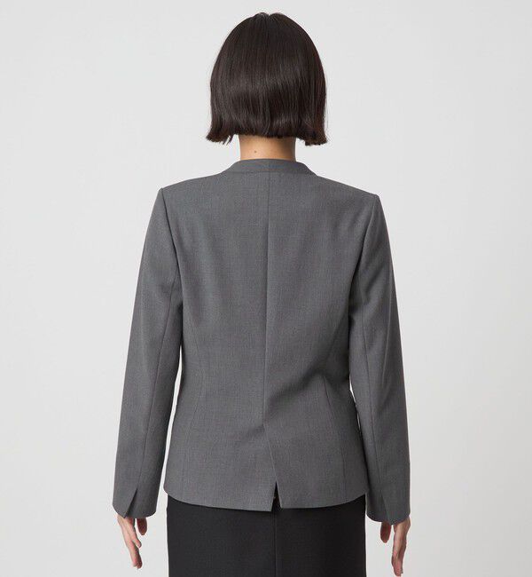 UNITED ARROWS green label relaxing「ダブルクロス ノーラペル ジャケット ウォッシャブル ストレッチ」|ノーカラージャケット|