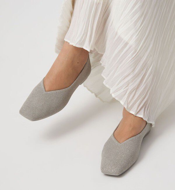 UNITED ARROWS green label relaxing「ウェルネス ニット スクエアVカット シューズ 撥水 ウォッシャブル」|ローファー|SILVER