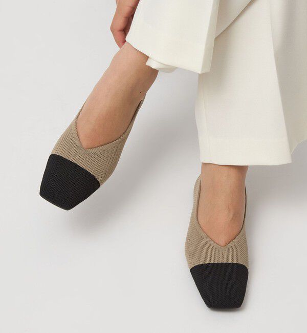 UNITED ARROWS green label relaxing「ウェルネス ニット スクエアVカット シューズ 撥水 ウォッシャブル」|ローファー|