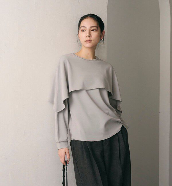 BEAUTY&YOUTH UNITED ARROWS「【WEB限定 Wardrobe DAILY MINIMAL】ケープフリル レイヤーカットソー」|Tシャツ・カットソー|LT.GRAY